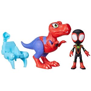 Marvel Spidey and His Amazing Friends Dino-Webs Spidey-Rex & Miles “Spin” Morales Action Figures, Ages 3+