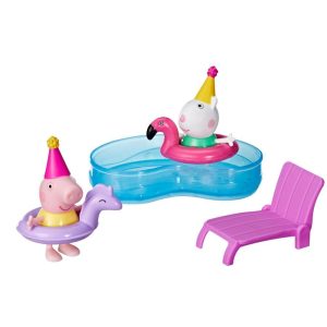 Peppa Pig Toys Peppa’s Pool Party Playset with 2 Figures, Preschool Toys for Kids 3+