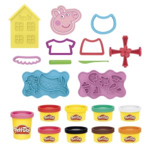 Play-Doh Peppa Pig Stylin Set with 9 Non-Toxic Modeling Compound Cans, 11 Accessories, Peppa Pig Toy for Kids 3 and Up