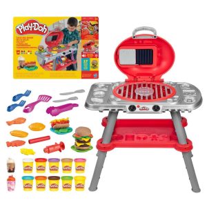 Play-Doh Sizzlin' Grill Playset with Lights & Sounds, 17 Accessories, BBQ Toys for Boys & Girls 3+, Play Food Arts & Crafts, Red