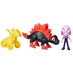 Marvel Spidey and His Amazing Friends Dino-Webs Dino Spin & Ghost-Spider Action Figures, Ages 3+