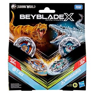 Beyblade X Jurassic World Collab T. Rex vs. Mosasaurus Multipack Set