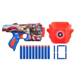 Nerf Marvel Captain America Blaster, 10 Nerf Elite Darts, Holster, Gifts for 8 Year Old Boys & Girls & Up