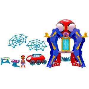 Marvel Spidey and His Amazing Friends Web-Spinners Web-Quarters Playset with Multiple Features, Super Hero Toys, 3+