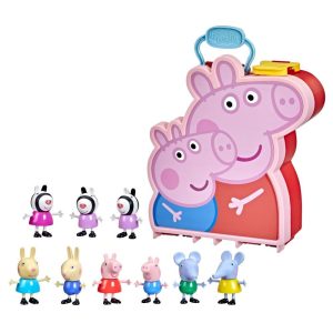 Peppa Pig Peppa's Adventures Carry-Along Brothers & Sisters Preschool Toy, 9 Figures in Case Including Zebra Sisters